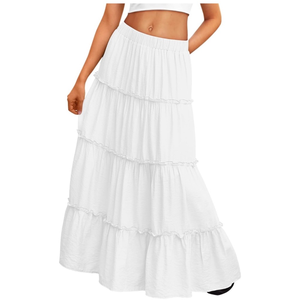 White Maxi Skirt with ruffles